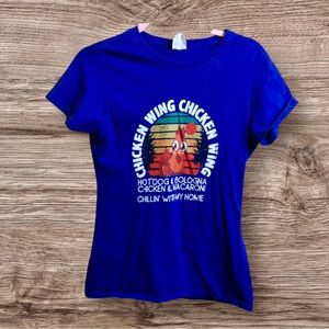 Port and Company, blue chicken wing T-shirt. Small.